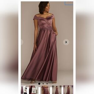 Oleg Cassini Plum Off-Shoulder Maxi Dress